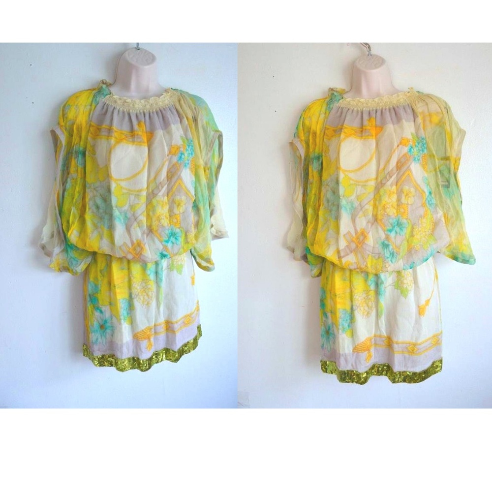 Patrizia Pepe Firenze Yellow Silk dress 40/US 4